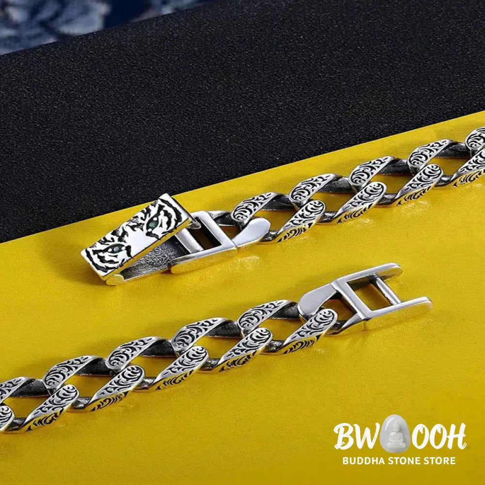 Buddha Stones Tiger Tang Dynasty Flower Design Copper Luck Chain Bracelet - BWOOOH - Bracelet