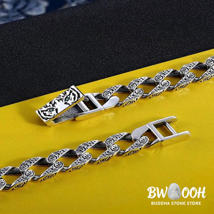 Buddha Stones Tiger Tang Dynasty Flower Design Copper Luck Chain Bracelet - BWOOOH - Bracelet
