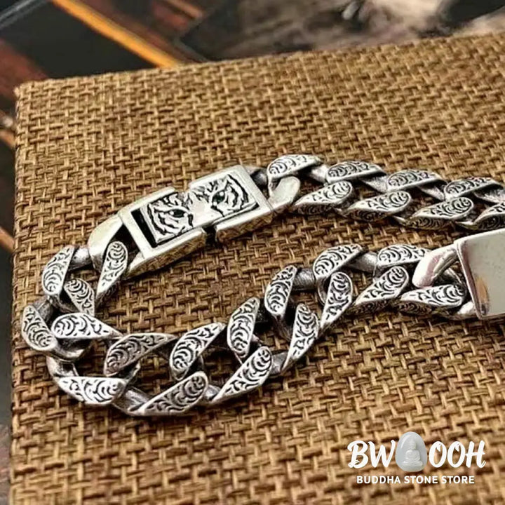 Buddha Stones Tiger Tang Dynasty Flower Design Copper Luck Chain Bracelet - BWOOOH - Bracelet