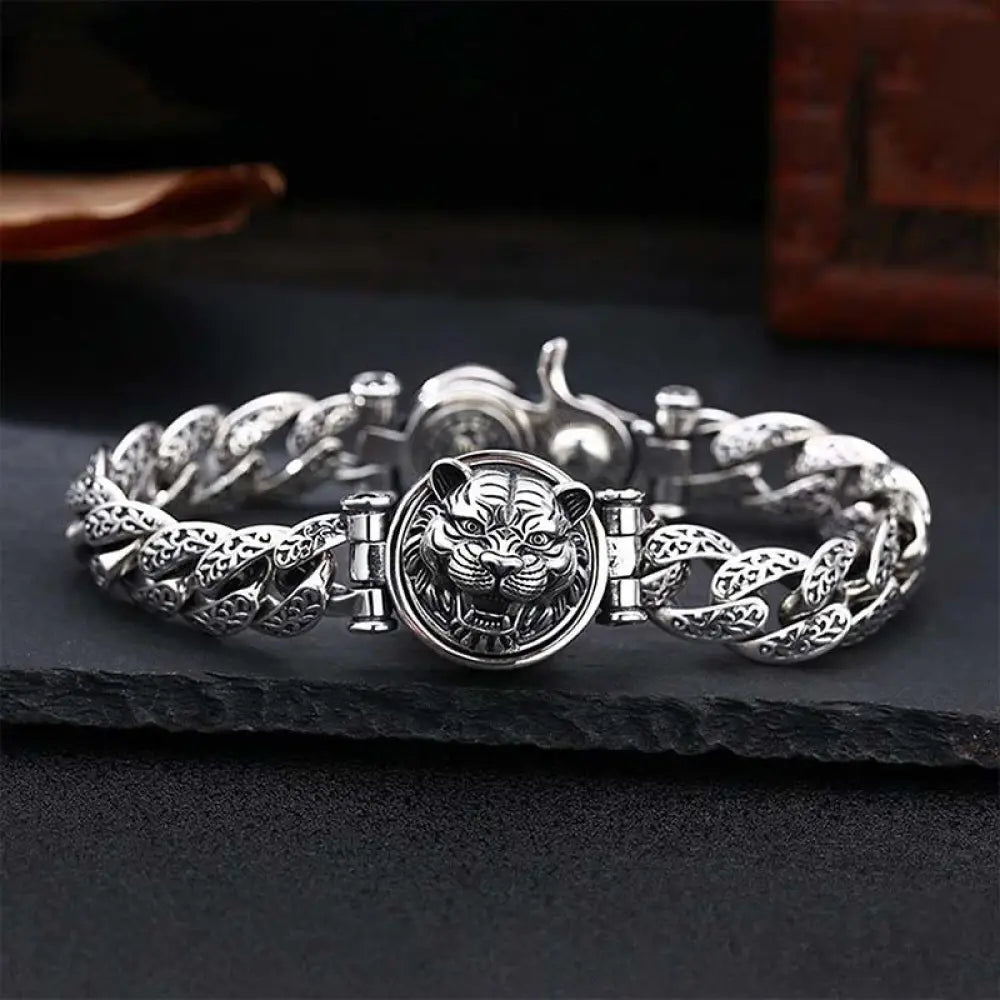 BWOOOH Tiger Tang Dynasty Flower Design Engraved Luck Energy Bracelet - BWOOOH - 18cm - Bracelet