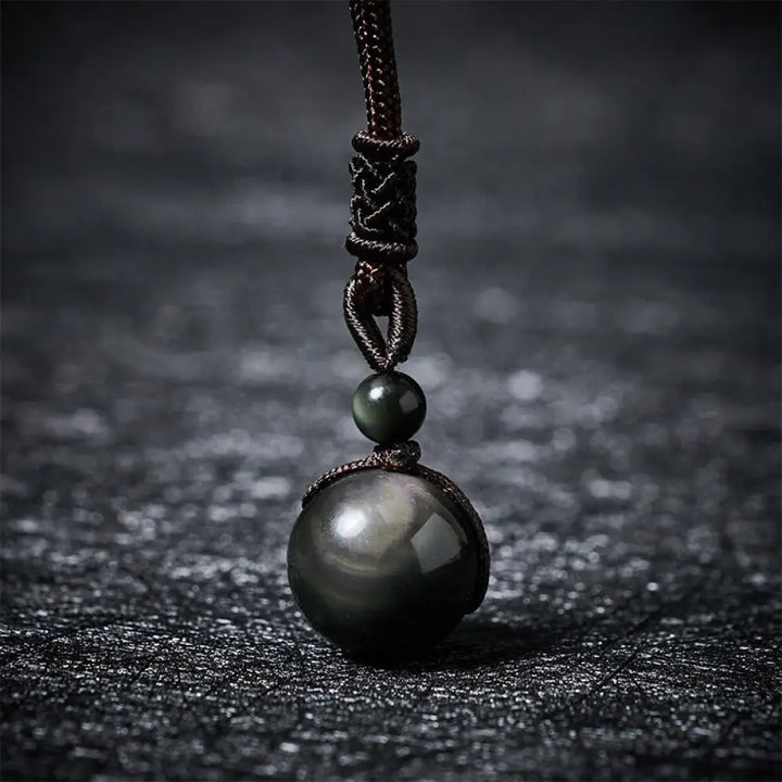 Buddha Stones Tiger’s Eye Silver Sheen Obsidian Gold Sheen Obsidian Rainbow Obsidian Positive Necklace Pendant - BWOOOH