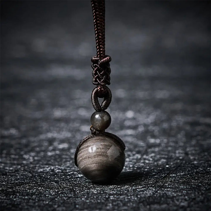 Buddha Stones Tiger’s Eye Silver Sheen Obsidian Gold Sheen Obsidian Rainbow Obsidian Positive Necklace Pendant - BWOOOH