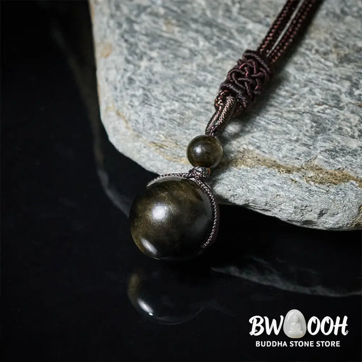 Buddha Stones Tiger’s Eye Silver Sheen Obsidian Gold Sheen Obsidian Rainbow Obsidian Positive Necklace Pendant - BWOOOH