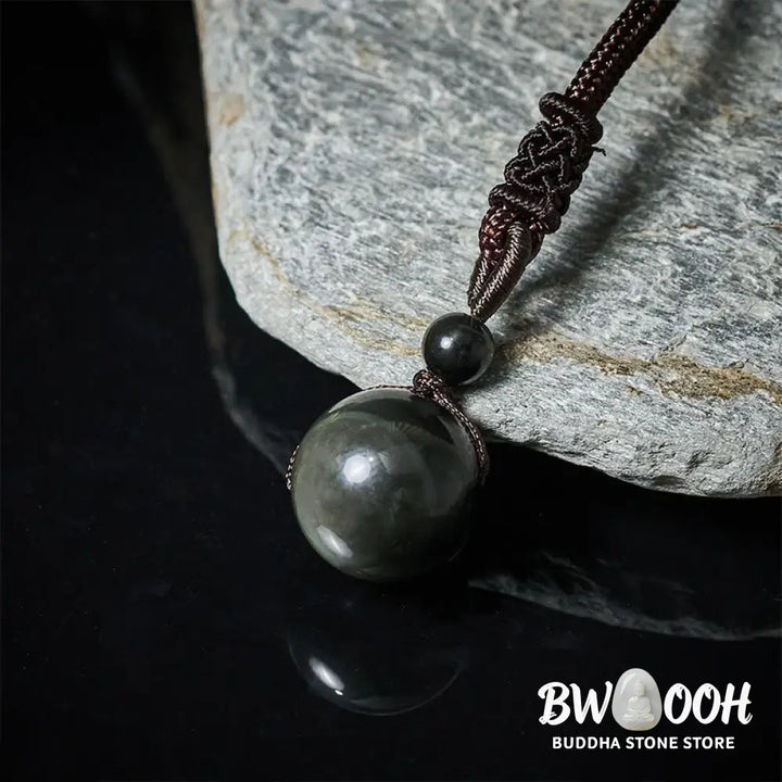 Buddha Stones Tiger’s Eye Silver Sheen Obsidian Gold Sheen Obsidian Rainbow Obsidian Positive Necklace Pendant - BWOOOH