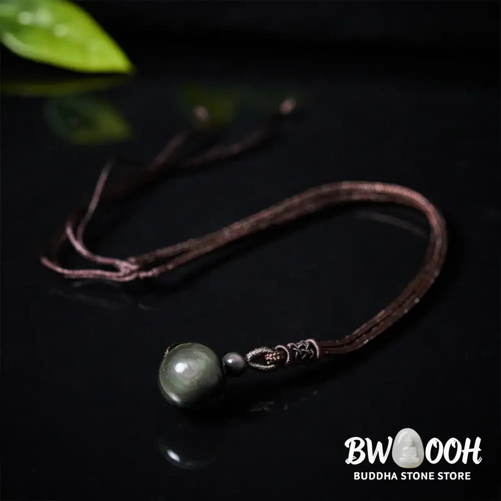 Buddha Stones Tiger’s Eye Silver Sheen Obsidian Gold Sheen Obsidian Rainbow Obsidian Positive Necklace Pendant - BWOOOH