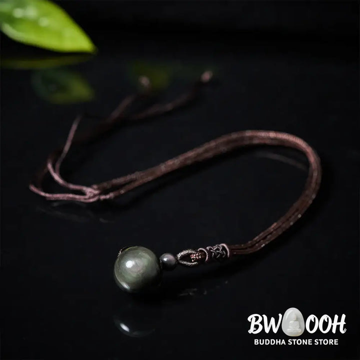 Buddha Stones Tiger’s Eye Silver Sheen Obsidian Gold Sheen Obsidian Rainbow Obsidian Positive Necklace Pendant - BWOOOH
