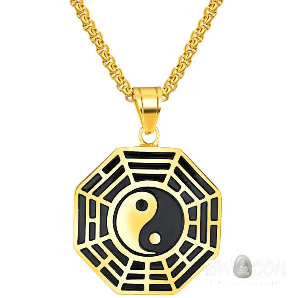 Buddha Stones Titanium Steel Bagua Yin Yang Pattern Balance Necklace Pendant - BWOOOH - Necklaces &amp; Pendants