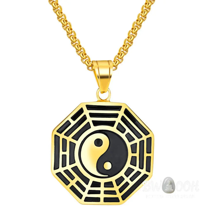Buddha Stones Titanium Steel Bagua Yin Yang Pattern Balance Necklace Pendant - BWOOOH - Necklaces &amp; Pendants