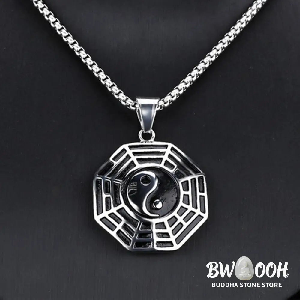 Buddha Stones Titanium Steel Bagua Yin Yang Pattern Balance Necklace Pendant - BWOOOH - Necklaces &amp; Pendants