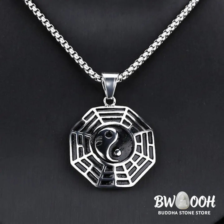 Buddha Stones Titanium Steel Bagua Yin Yang Pattern Balance Necklace Pendant - BWOOOH - Necklaces &amp; Pendants
