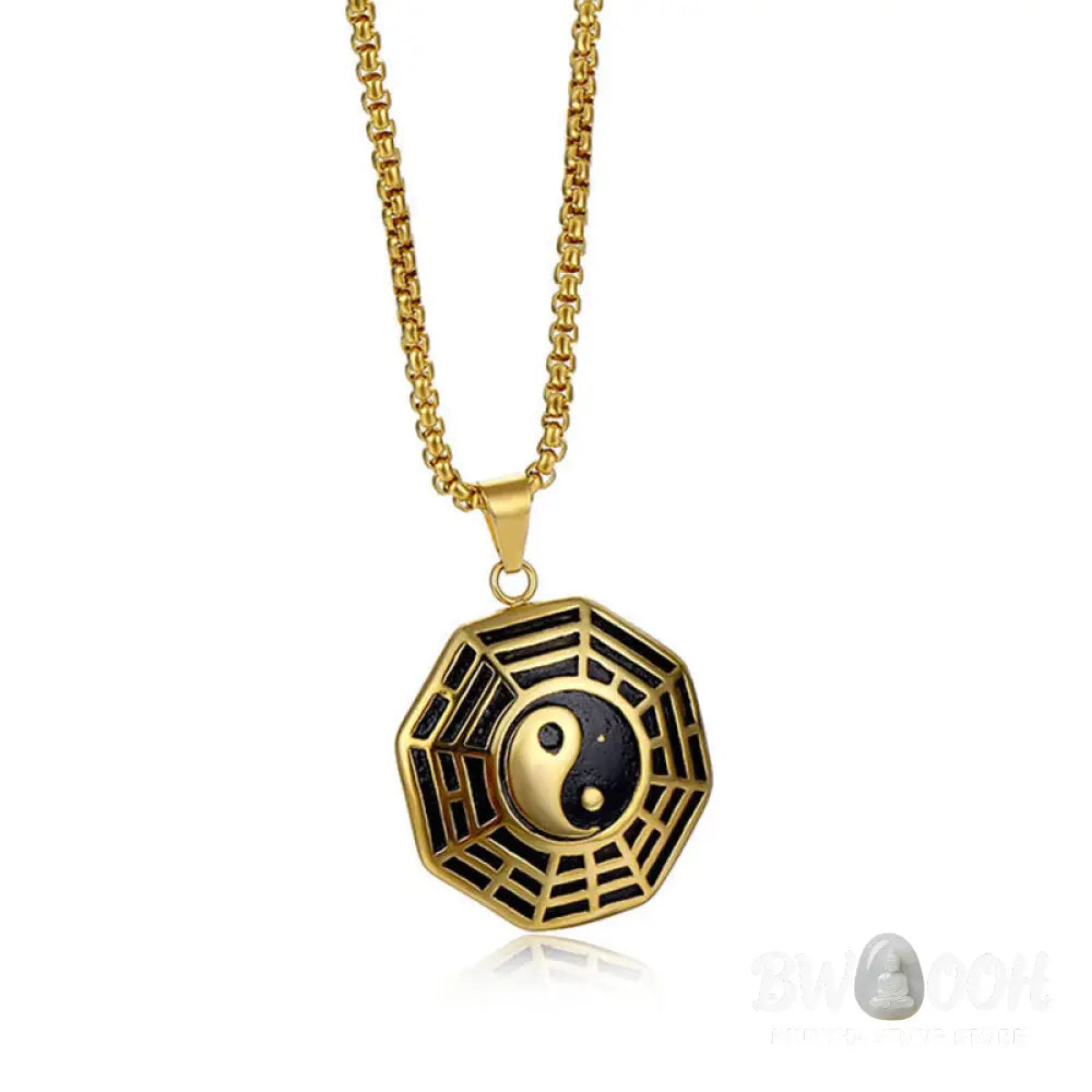 Buddha Stones Titanium Steel Bagua Yin Yang Pattern Balance Necklace Pendant - BWOOOH - Necklaces &amp; Pendants