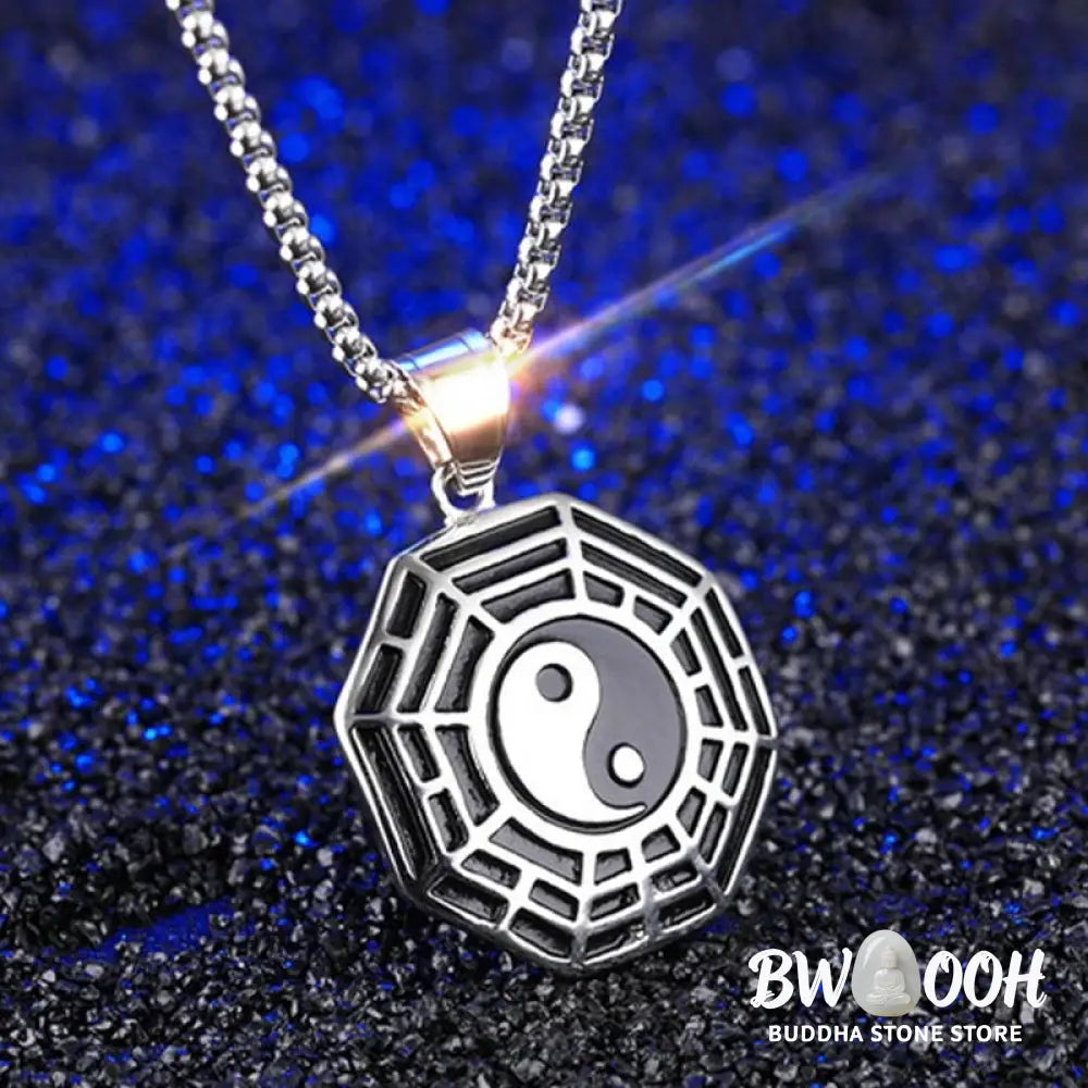 Buddha Stones Titanium Steel Bagua Yin Yang Pattern Balance Necklace Pendant - BWOOOH - Necklaces &amp; Pendants