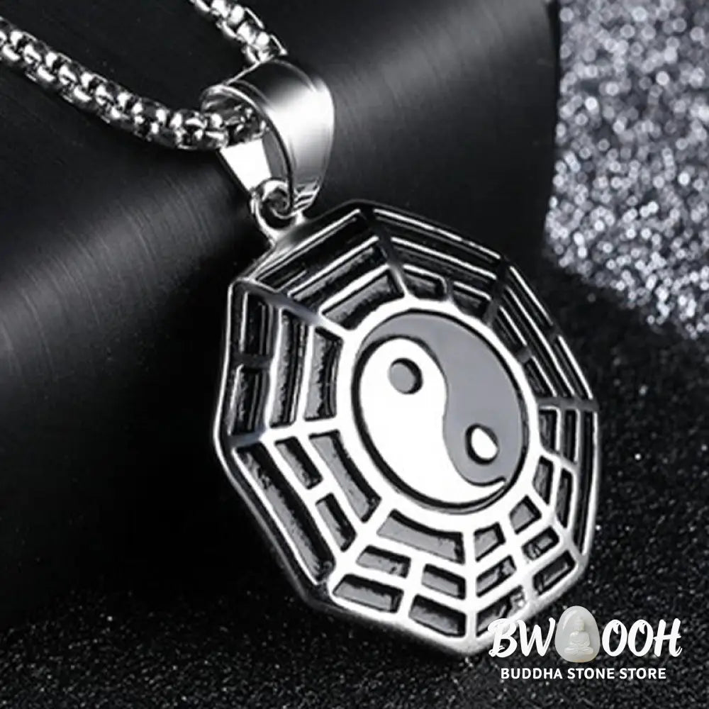 Buddha Stones Titanium Steel Bagua Yin Yang Pattern Balance Necklace Pendant - BWOOOH - Necklaces &amp; Pendants