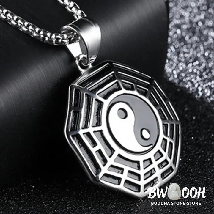 Buddha Stones Titanium Steel Bagua Yin Yang Pattern Balance Necklace Pendant - BWOOOH - Necklaces &amp; Pendants