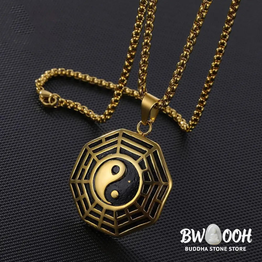Buddha Stones Titanium Steel Bagua Yin Yang Pattern Balance Necklace Pendant - BWOOOH - Necklaces &amp; Pendants