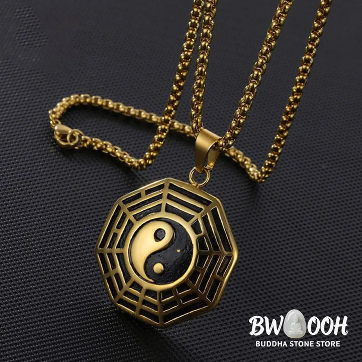 Buddha Stones Titanium Steel Bagua Yin Yang Pattern Balance Necklace Pendant - BWOOOH - Necklaces &amp; Pendants