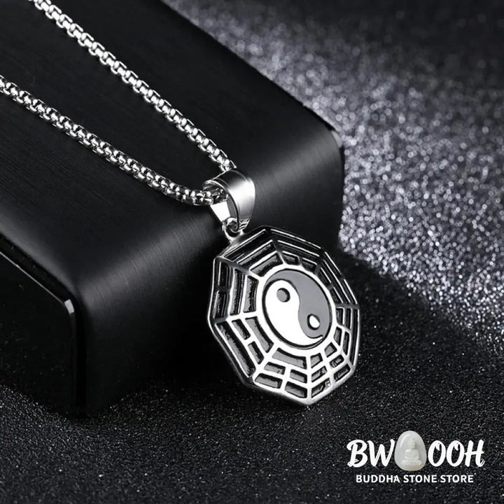 Buddha Stones Titanium Steel Bagua Yin Yang Pattern Balance Necklace Pendant - BWOOOH - Necklaces &amp; Pendants