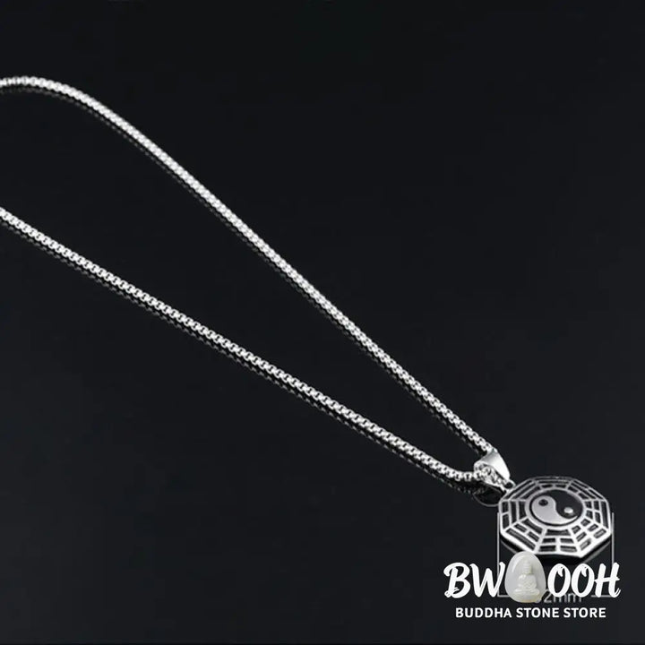 Buddha Stones Titanium Steel Bagua Yin Yang Pattern Balance Necklace Pendant - BWOOOH - Necklaces &amp; Pendants