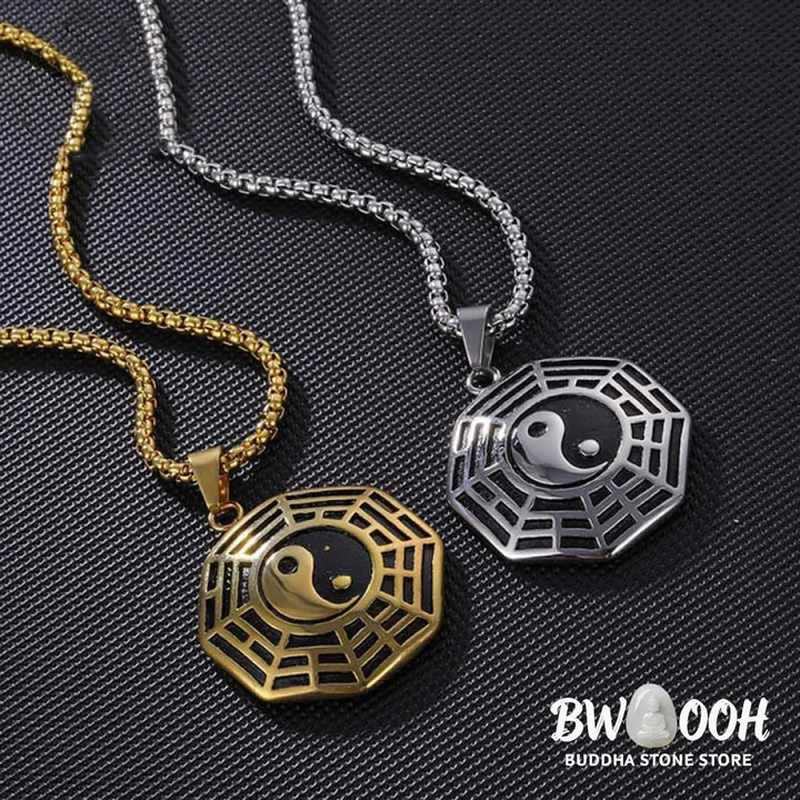 Buddha Stones Titanium Steel Bagua Yin Yang Pattern Balance Necklace Pendant - BWOOOH - Necklaces &amp; Pendants