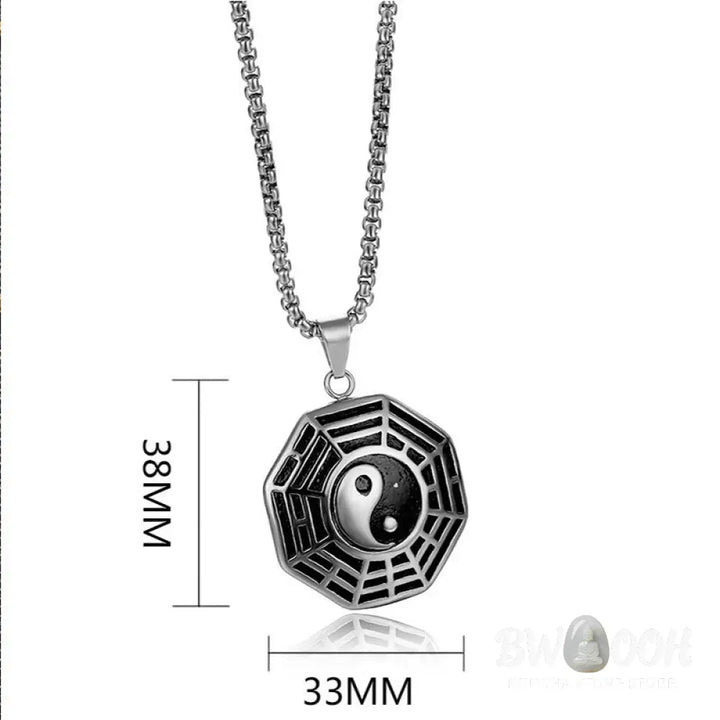 Buddha Stones Titanium Steel Bagua Yin Yang Pattern Balance Necklace Pendant - BWOOOH - Necklaces &amp; Pendants