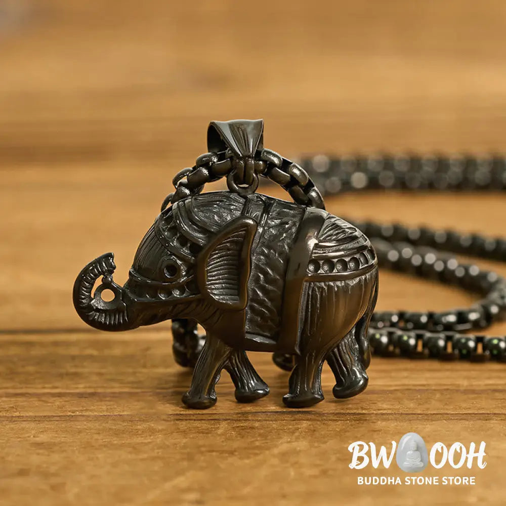 Buddha Stones Titanium Steel Elephant Strengthen Necklace Pendants - BWOOOH - Necklaces &amp; Pendants