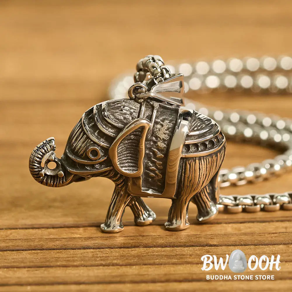 Buddha Stones Titanium Steel Elephant Strengthen Necklace Pendants - BWOOOH - Necklaces &amp; Pendants