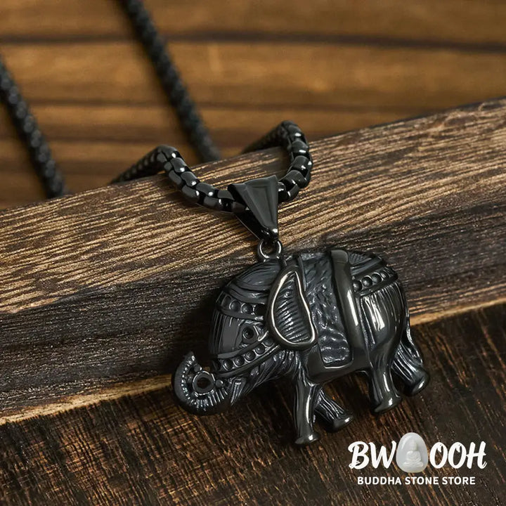 Buddha Stones Titanium Steel Elephant Strengthen Necklace Pendants - BWOOOH - Necklaces &amp; Pendants