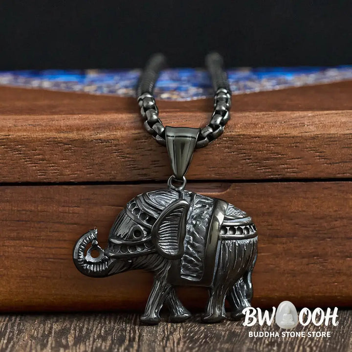 Buddha Stones Titanium Steel Elephant Strengthen Necklace Pendants - BWOOOH - Necklaces &amp; Pendants