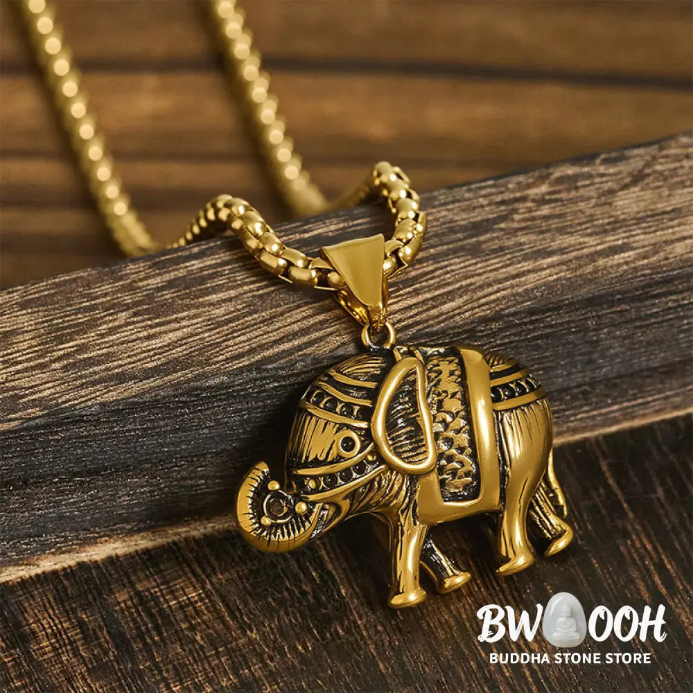 Buddha Stones Titanium Steel Elephant Strengthen Necklace Pendants - BWOOOH - Necklaces &amp; Pendants