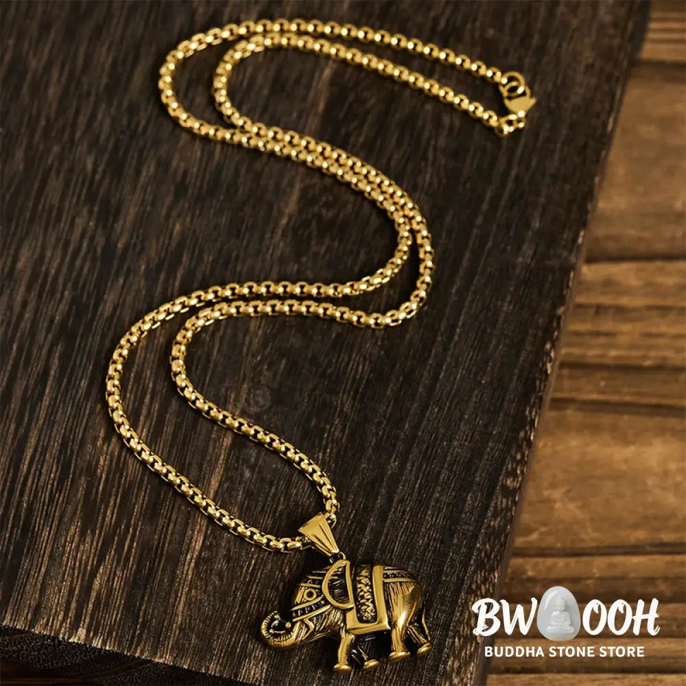 Buddha Stones Titanium Steel Elephant Strengthen Necklace Pendants - BWOOOH - Necklaces &amp; Pendants