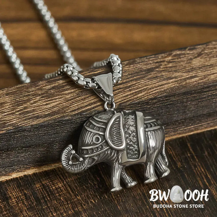 Buddha Stones Titanium Steel Elephant Strengthen Necklace Pendants - BWOOOH - Necklaces &amp; Pendants