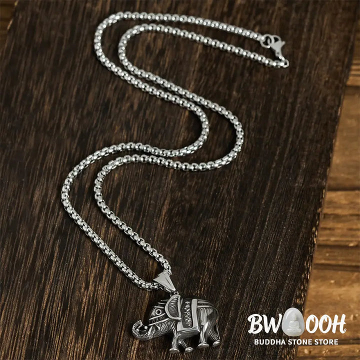 Buddha Stones Titanium Steel Elephant Strengthen Necklace Pendants - BWOOOH - Necklaces &amp; Pendants