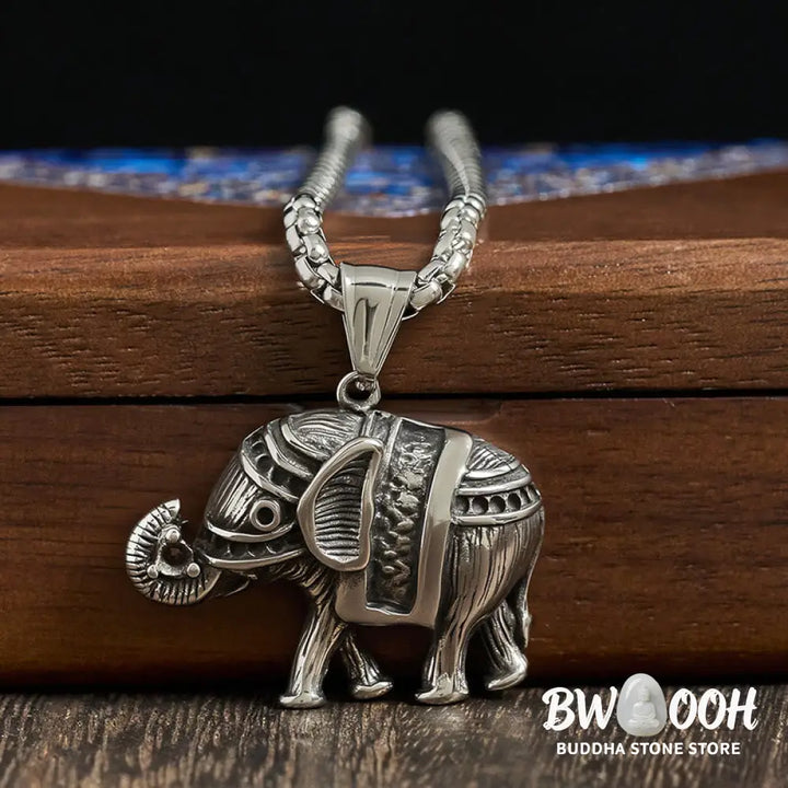 Buddha Stones Titanium Steel Elephant Strengthen Necklace Pendants - BWOOOH - Necklaces &amp; Pendants