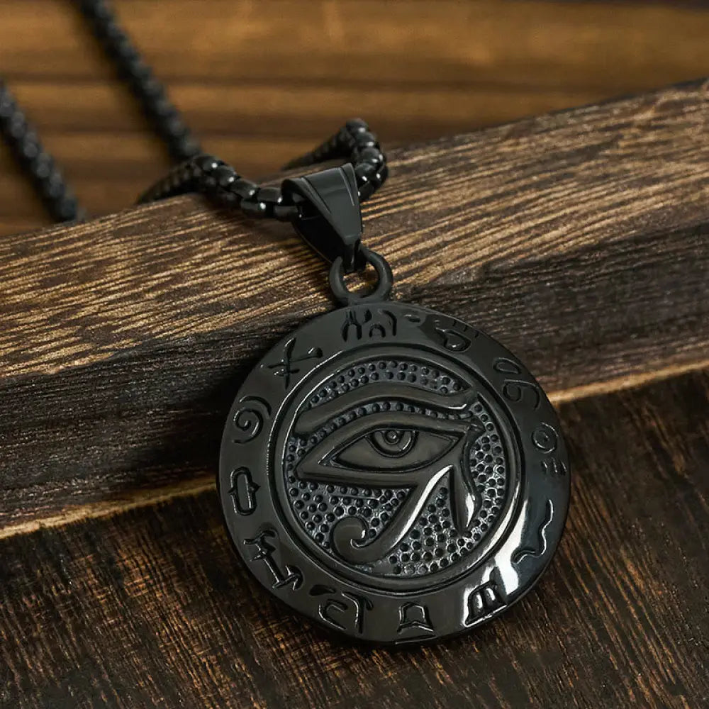 Buddha Stones Titanium Steel Evil Eye Balance Necklace Pendants - BWOOOH - Black Titanium Steel Evil Eye - Necklaces &amp;