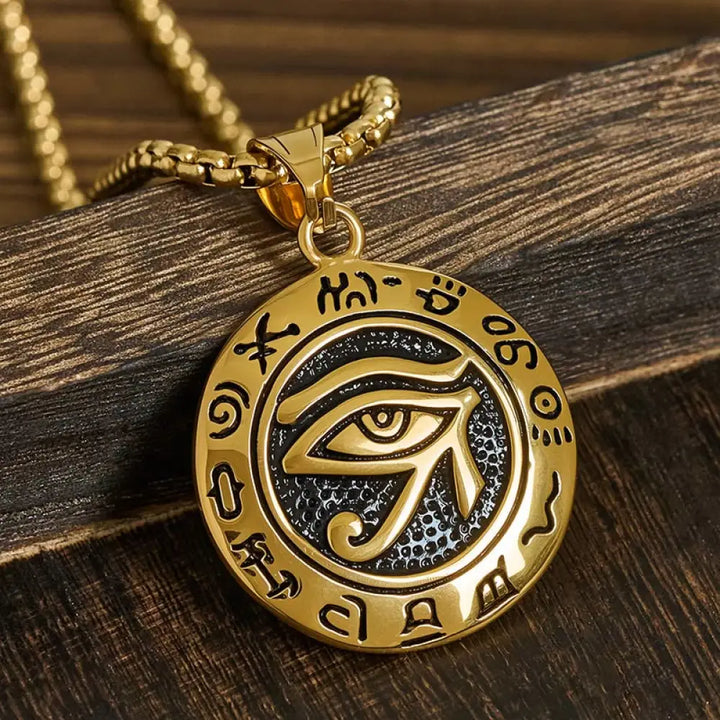 Buddha Stones Titanium Steel Evil Eye Balance Necklace Pendants - BWOOOH - Golden Titanium Steel Evil Eye - Necklaces &amp;