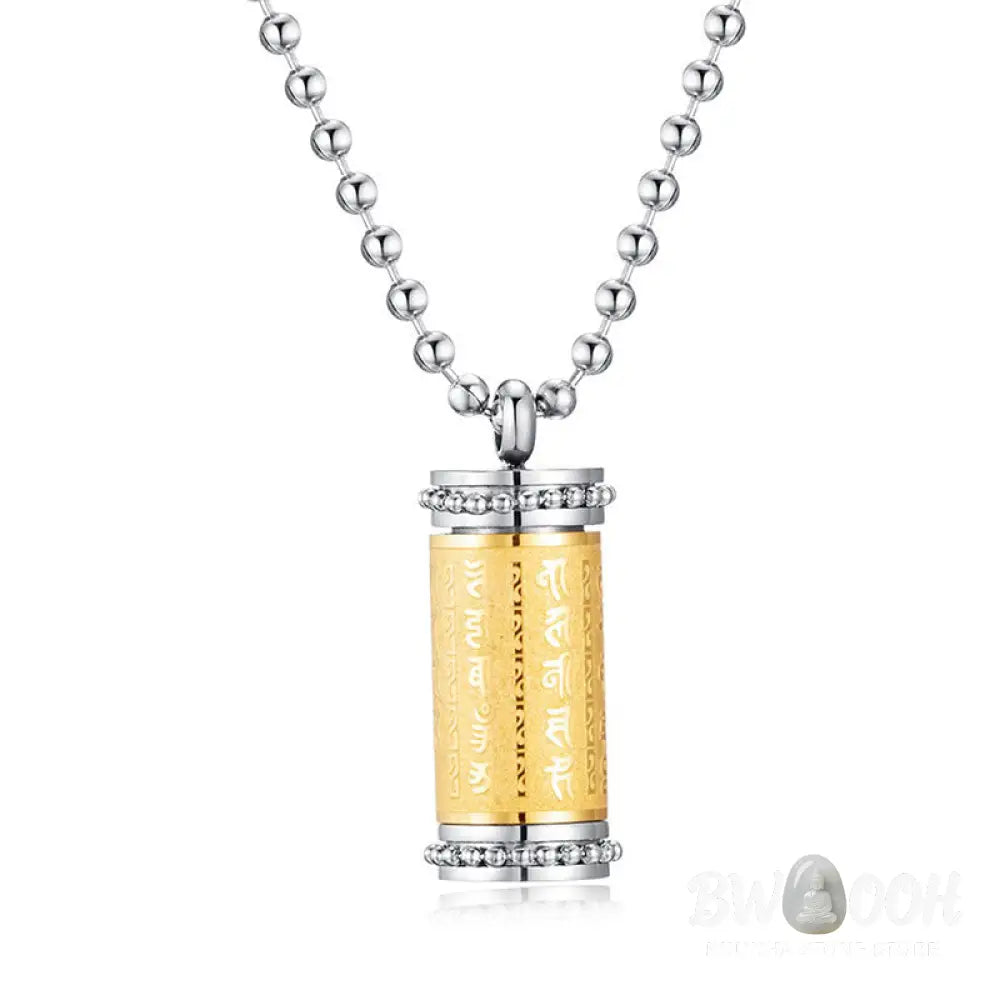 Buddha Stones Titanium Steel Prayer Wheel Scriptures Necklace Balance Pendant - BWOOOH - Titanium Steel Prayer Wheel