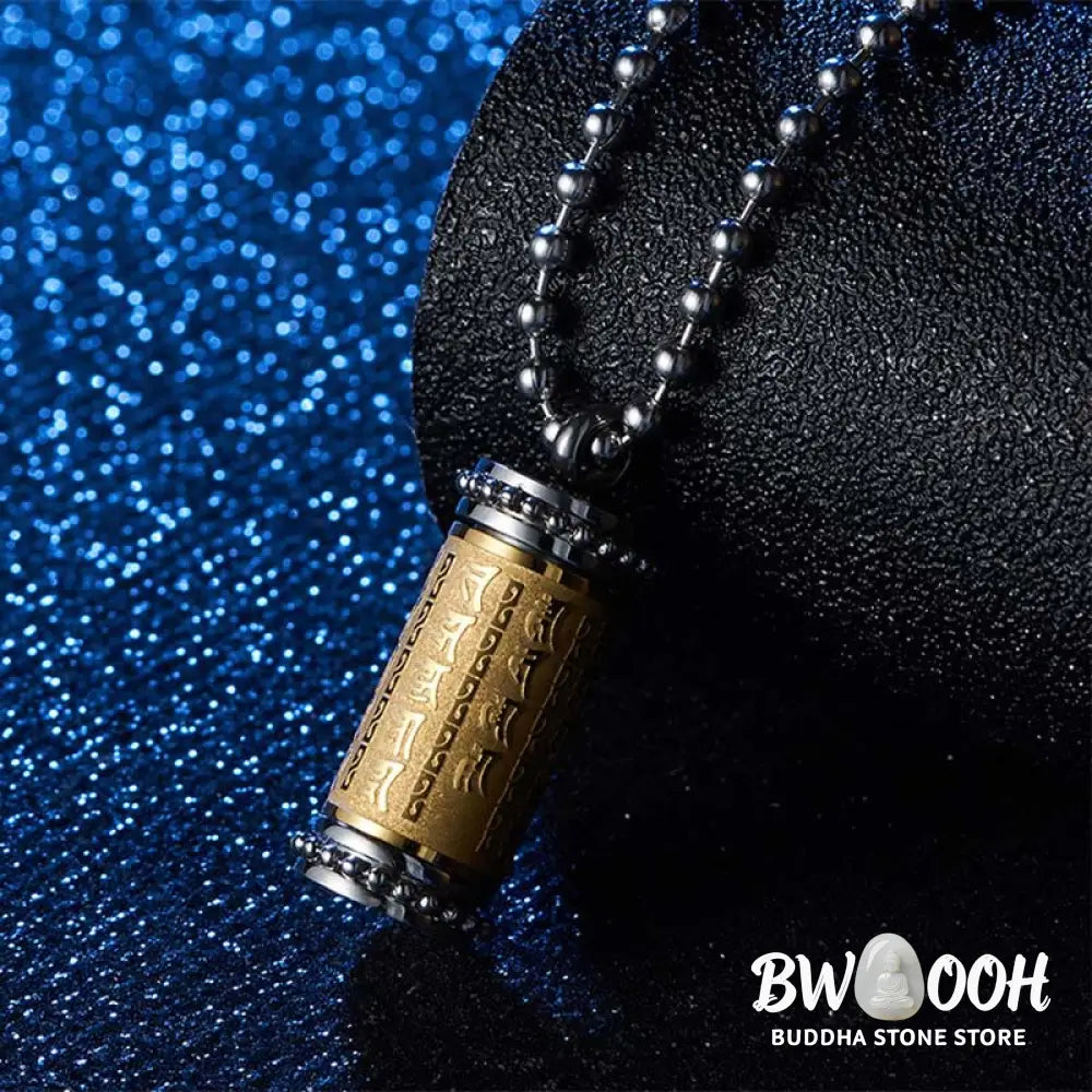 Buddha Stones Titanium Steel Prayer Wheel Scriptures Necklace Balance Pendant - BWOOOH - Titanium Steel Prayer Wheel