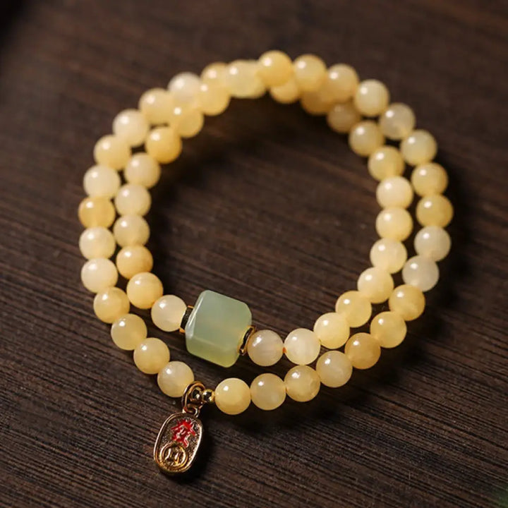 BWOOOH Topaz Beads Jade Cube Double Circle Wealth Bracelet — Jade jade bracelet for spiritual healing and mindful living