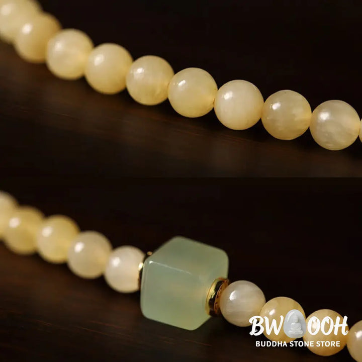 Buddha Stones Topaz Beads Jade Cube Double Circle Wealth Bracelet - BWOOOH - Topaz(Wrist Circumference: