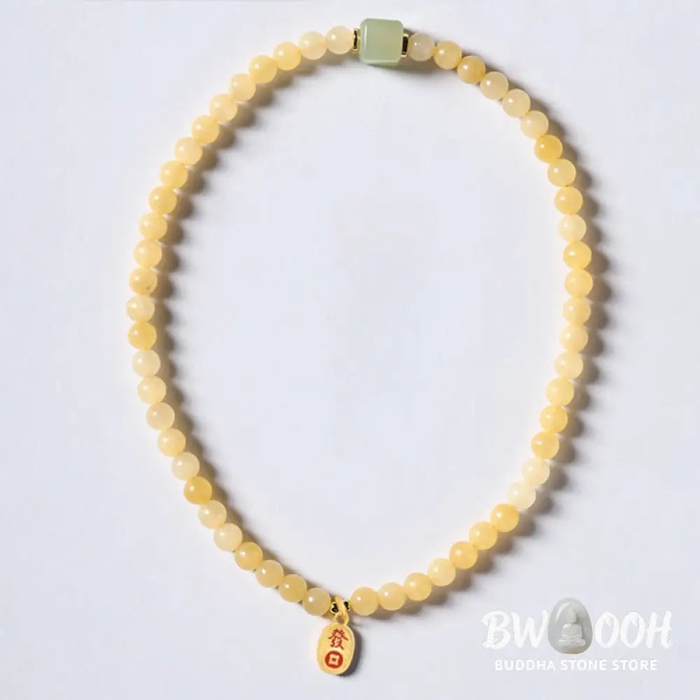 Buddha Stones Topaz Beads Jade Cube Double Circle Wealth Bracelet - BWOOOH - Topaz(Wrist Circumference: