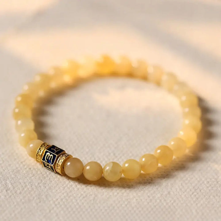 BWOOOH Topaz Beads Om Mani Padme Hum Fortune Bracelet — natural stone crystal healing bracelet for spiritual healing and m...
