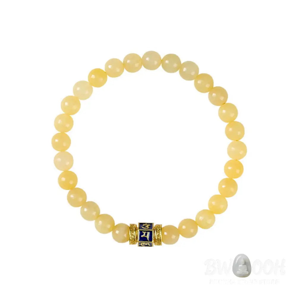 Buddha Stones Topaz Beads Om Mani Padme Hum Fortune Bracelet - BWOOOH - Topaz(Wrist Circumference: 5.5-6.3in(14-16cm))