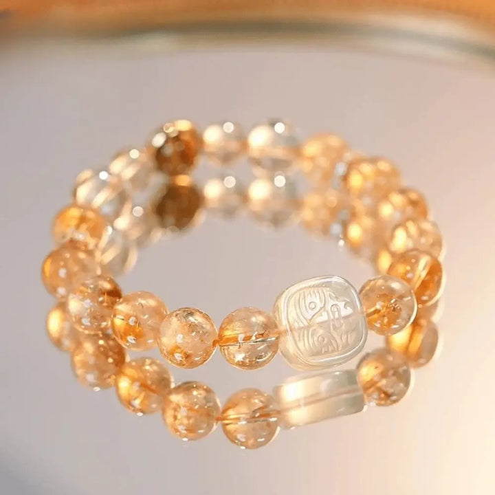 BWOOOH Topaz Citrine Tiger Eye Zakiram Goddess of Wealth Bracelet - BWOOOH - Topaz(Wrist Circumference 14-16cm)