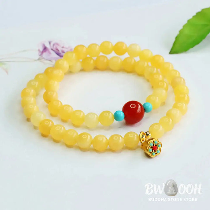 Buddha Stones Topaz Red Agate Bead Fortune Bracelet - BWOOOH - Topaz(Wrist Circumference: 15-17cm) - Bracelet