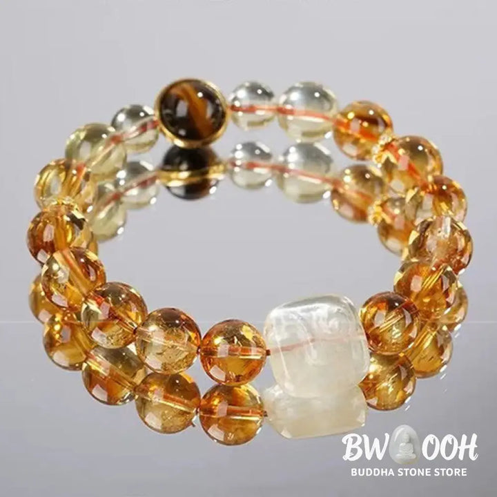 Buddha Stones Topaz Zashi Lhamo Kindness Bracelet - BWOOOH - Topaz(Wrist Circumference: 14-16cm) - Bracelet