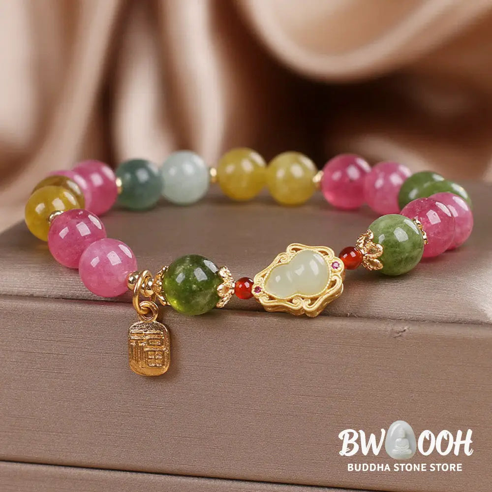 Buddha Stones Tourmaline Fu Character Love Bracelet - BWOOOH - Tourmaline(Wrist Circumference: 14-16cm) - Bracelet