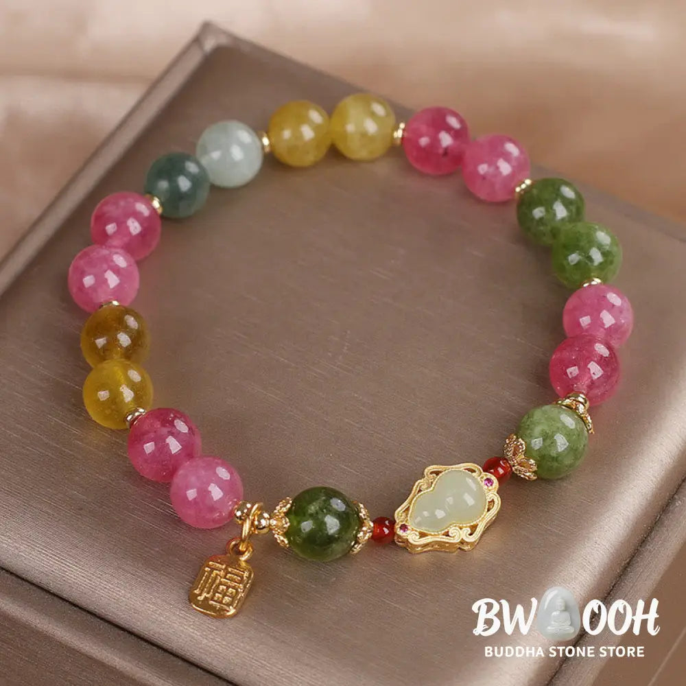 Buddha Stones Tourmaline Fu Character Love Bracelet - BWOOOH - Tourmaline(Wrist Circumference: 14-16cm) - Bracelet