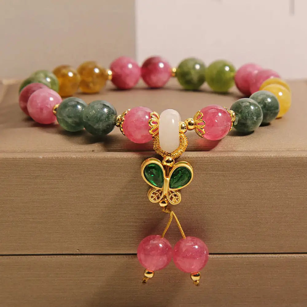 BWOOOH Tourmaline Jade Butterfly Wisdom Bracelet - BWOOOH - Tourmaline(Wrist Circumference: 14-16cm) - Bracelet