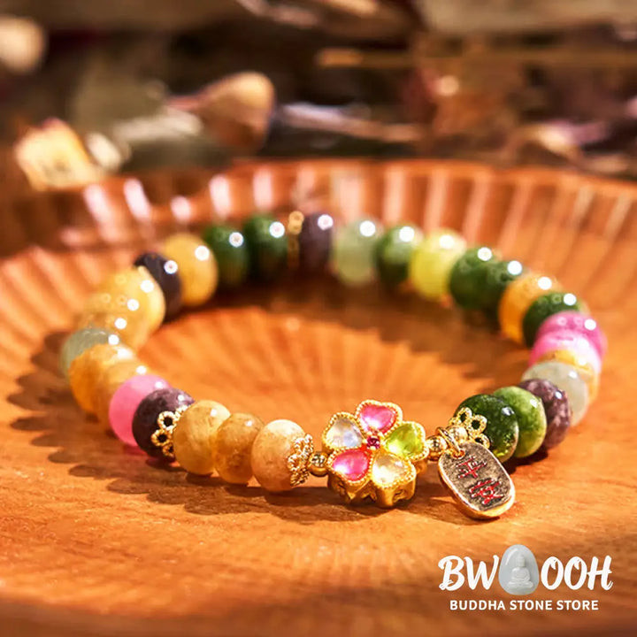 Buddha Stones Tourmaline Jade Safe And Well Love Bracelet - BWOOOH - Tourmaline(Wrist Circumference: 14-16cm) - Bracelet