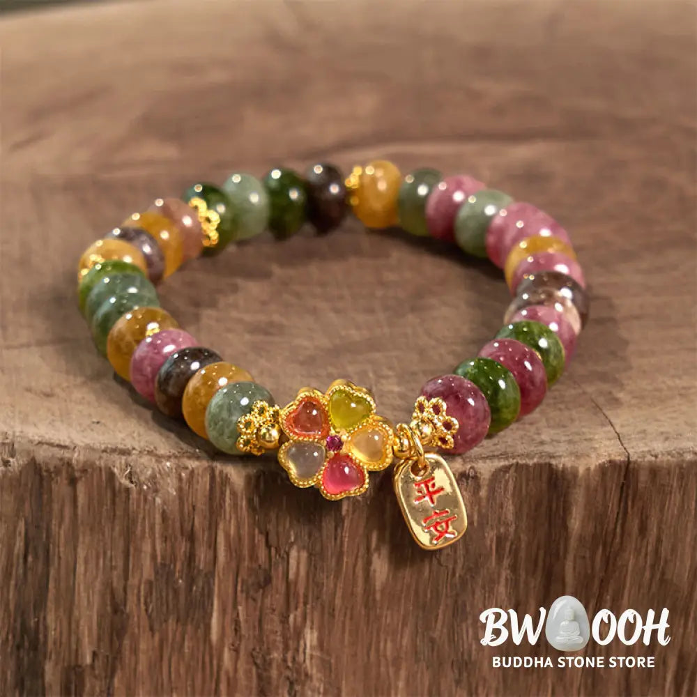 Buddha Stones Tourmaline Jade Safe And Well Love Bracelet - BWOOOH - Tourmaline(Wrist Circumference: 14-16cm) - Bracelet